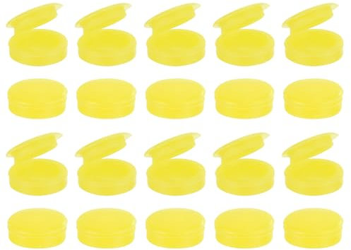 sourcing map 100Pcs Screw Caps, 4.5mm/0.18 ID Screw Snap Covers Washer Flip, PVC Hinged Screw Cover Caps for Covering Screw Heads(Yellow)