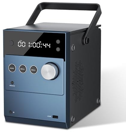 Portable CD Player Boombox | 20W Stereo Sounds| Rechargeable Battery | Auto Lid Open Button | Big LCD Display | Bluetooth 5.3/FM Radio/USB/AUX Input | MIC & Earphone Port | Remote Control