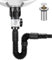 Kit de bonde de lavabo avec bouchon de vidange pop-up en PVC, kit de siphon de 300 à 800 mm, peut être étendu pour un drainage de 1-1/4 et 1-1/2