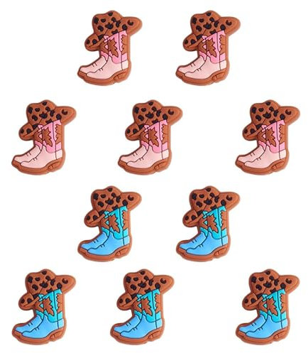 Ousidiman 10 perline in silicone per braccialetti portachiavi auto cowboy boot perline accessori set per donne ragazze