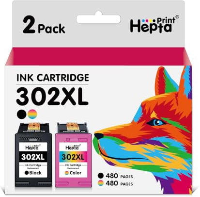 Hepta Print 2er 302XL Patrone für HP 302XL Druckerpatrone Kompatibel für HP DeskJet 1110 2130 2134 3630 3635 3639 HP Envy 4520 4526 4527 4528 HP OfficeJet 3830 5220 5230 5232 302 Tintenpatronen