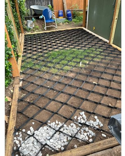 Grilles de passage Geogrid pour contrôle de l'érosion sur pentes raides - Maille flexible et durable pour abris auto, patios, allées, stabilisateur de sol pour pois, gravier, herbe, sable (H 5 cm x