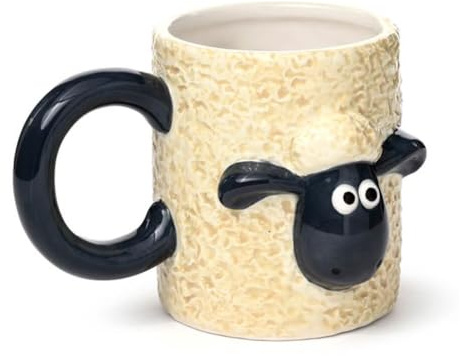 Puckator Shaun das Schaf Keramik Tasse - Lustige Wohnaccessoires - Süße Geschenke für Freundin - Große Tassen für Männer und Frauen - Niedliche Becher - Weihnachtsmann Geschenk