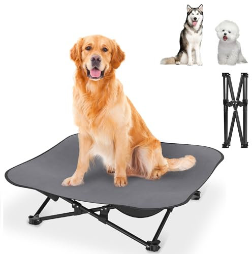 ORHEYA Faltbares Outdoor Hundebett – Erhöhtes, atmungsaktives hundeliege Bett für Hunde bis 60 kg, ideal für Camping und Garten, Outdoor Indoor 87 x 87 x 33 cm
