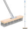 63 Inch Stainless Steel Wire Broom, Deck Scrub Brush with Long Handle Mental Floor Scrubber for Cleaning Moss, Tough Stains on Concrete, Grout, Garden, Garage, Patio, Swimming Pool
