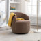 Drehsessel Teddystoff, Runder Sessel Drehbar Reading Chair Lounge Sessel Fassstuhl mit 360° Drehbarem Metallfuß Bequemer Gemütlicher Drehstuhl Ohne Rollen Schminktisch Stuhl Armlehnstuhl Lesesessel