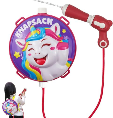 2000ml Wasserpistole Cartoon Wasserpistole mit Tankrucksack Kinder Outdoor Spielzeug Sommer Wassersport Verstellbare Träger Spritzpistole für Outdoor Aktivitätsspiele und Party Strand Garten Pool
