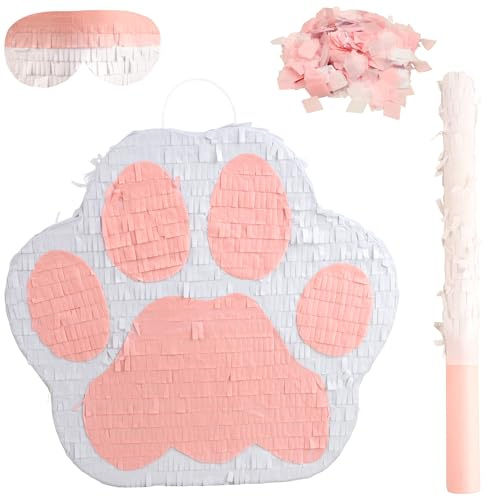 Piñata-Set mit Hundepfote, rosa Welpenpfote, mit Augenbinde, Fledermaus, Konfetti, für Babypartys, Haustier-Party-Dekorationen