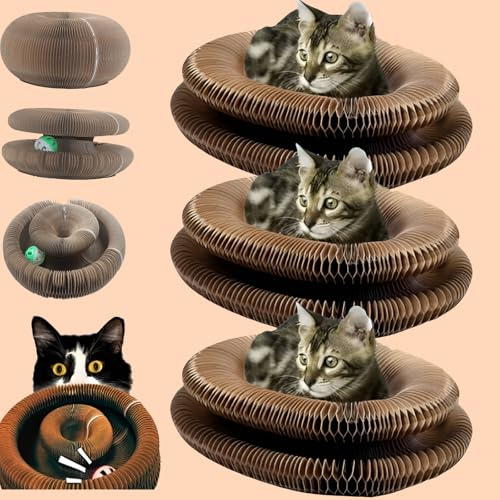 Donubiiu Katzenwirbel für Große Katzen, Foldable Convenient Cat Scratcher, Katzenspielzeug Intelligenz Intelligenzspielzeug, Magische Orgel Katzenkratzbrett (3 Stück)