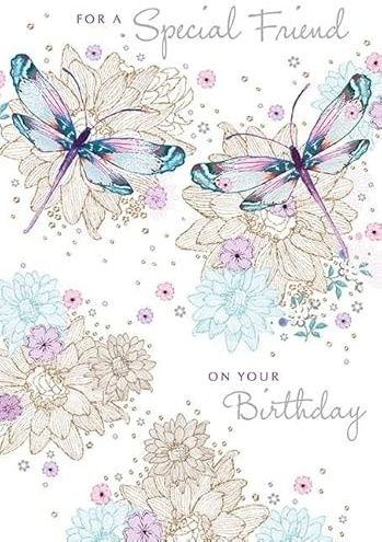FRIEND Birthday card Pizazz Range Elegant gold Flitter finish