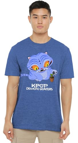 Kpop Demon Hunters Unisex K-pop Demon Hunters - Cute Derpy Tiger Cartoon Unisex T Shirt, Heather Navy T-Shirt