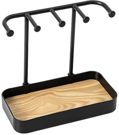 Necklace Stand, Black Jewelry Holder for Necklaces and Bracelets, Sturdy Jewellery Tree with Multiple Hooks, Compact Jewelry Organizer for Dresser or Vanity