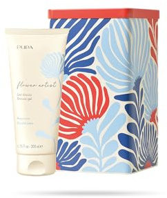 Pupa Gel Doccia Flower Artist Shower Gel Mandarino, Fiore di Loto, Muschio e Legni Bianchi - Kit Scatola Colorata in Metallo Idonea al Contatto con gli Alimenti, Idea Regalo (004 Crystal Lotus, 200ml)