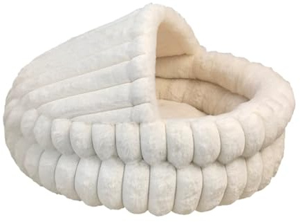 Mateju Hundebett Flauschig Donut, Winter Plüsch Haustierbett Katzenbett Weiche Warme Hundekissen mit rutschfest Unterseite Muschel Form Katzenkissen für Mittelgroße Kleine (Weiß,50cm)