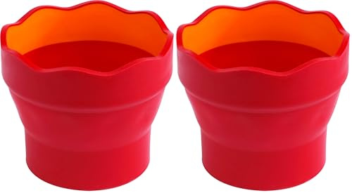 Faber-Castell 181517 - Vaso para Mezcla de Pinturas Clic & Go - Rojo (Paquete de 2)