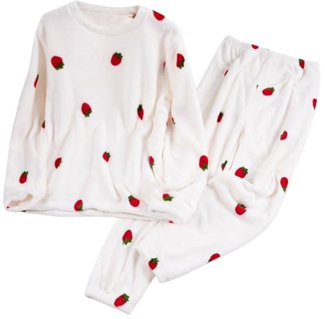 Pijama de invierno para mujer, de franela largo, conjunto de pijama de dos piezas, manga larga, forro polar, cálido, pijama, pantalones, ropa de salón para sala de estar y casa