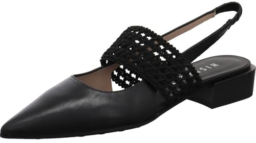Hispanitas Lila Damen Slingpumps in Schwarz aus Glattleder mit Blockabsatz zur Jeans oder Kleid. schwarz