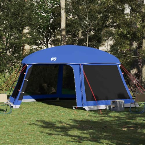 Ziaphsol Tente de piscine avec auvent amovible, parois en maille, imperméable et respirante, 618 x 532 x 246 cm, bleu azur, pour piscines rondes jusqu'à 457 cm, avec sac de transport, ventilation et