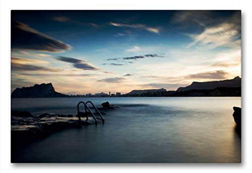 Premium Textil-Leinwand 90 x 60 cm Quer-Format Cap Blanc Sonnenuntergang, Leinwanddruck von Herbert Seiffert