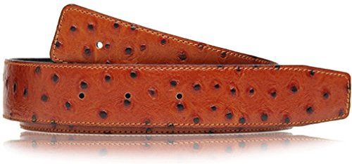 Erdi Ünver Straussenleder Optikin in Cognac Braun echt Leder Wendegürtel für Herren & Damen 32mm Breit Gürtel (85cm)