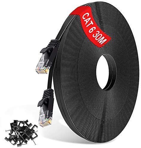 TBMax Lan Kabel 30M Cat6 Ethernet Kable Flach Netzwerkkabel 1000Mbit/s Gigabit RJ45 InternetKabel Lang Patchkabel für Router Modem/PC