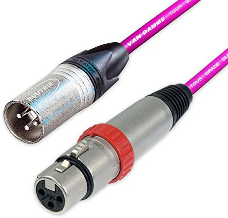 Switched Neutrik XLR to XLR Cables. Van Damme Balanced Cable. NC3FXS Mic Leads (10m, Purple)