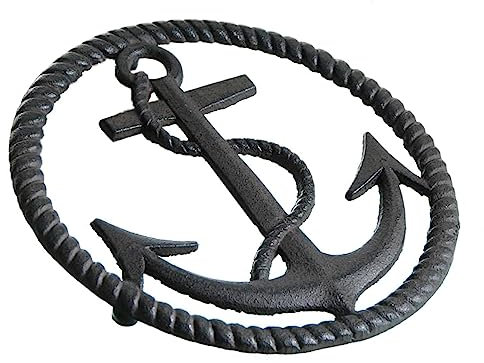 Untersetzer aus Gusseisen mit Anker in Dunkelbraun