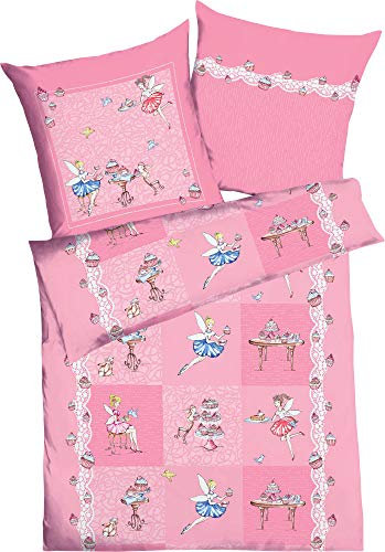 Kaeppel Kinder-Bettwäsche Cupcake Feinbiber rosa Größe 100x135 cm (40x60 cm)
