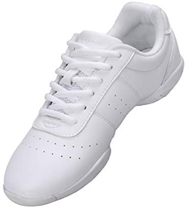 Lnafan Scarpe da ballo da donna con lacci per palestra, sport, aerobica, cheerleader, per allenamento, bianco, 35.5 EU