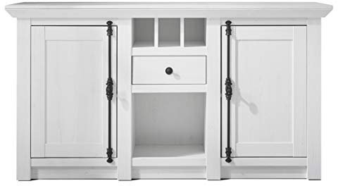 Newfurn Sideboard Kommode Landhaus Anrichte Highboard Mehrzweckschrank II 152x83x 45 cm (BxHxT) II [Max.Seven] in Pinie Weiß Nachbildung/Pinie Weiß Nachbildung Wohnzimmer Schlafzimmer Esszimmer