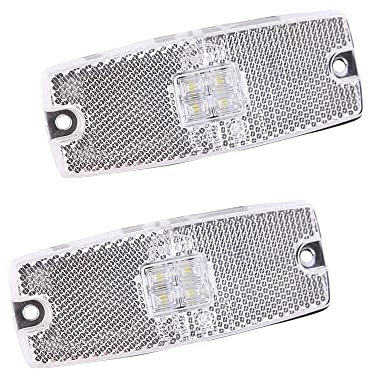 AOHEWEI 2 x Weiß LED Seitenmarkierungsleuchten Lkw Markierungsleuchten Pkw Anzeige Positionsleuchte Lampe Vorderseite mit Reflektor für Anhänger Van Wohnwagen 10~30V ECE-genehmigt (Weiß)