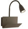 Flexible USB LED Leselampe in Braun - multifunktionale Wandleuchte mit Schalter, Ablage & Ladefunktion
