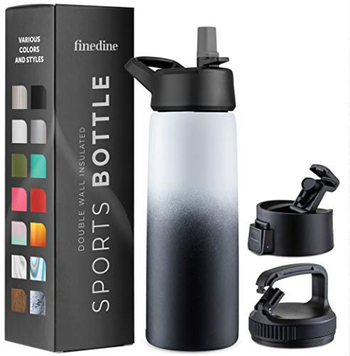 Triple Insulated Stainless Steel Water Bottle with Straw Lid - Flip Top Lid - Wide Mouth Cap (750 ML) Insulated Water Bottles, Keeps Hot and Cold - Great for Hiking & Biking (Dreamy Black-White)