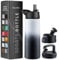 Triple Insulated Stainless Steel Water Bottle with Straw Lid - Flip Top Lid - Wide Mouth Cap (750 ML) Insulated Water Bottles, Keeps Hot and Cold - Great for Hiking & Biking (Dreamy Black-White)
