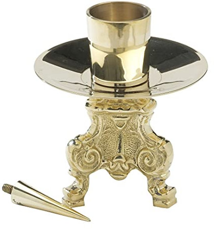 NKlaus Chandelier à Trois Branches 13cm de Haut Laiton doré Chandelier d'autel avec épine Chandelier 10758