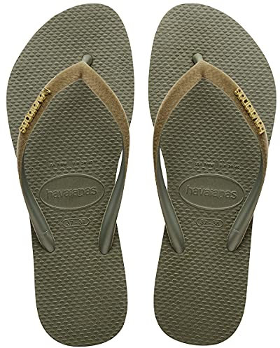 Havaianas Slim Velvet Women Flip Flops | Color: Green | Size: 1/2 UK