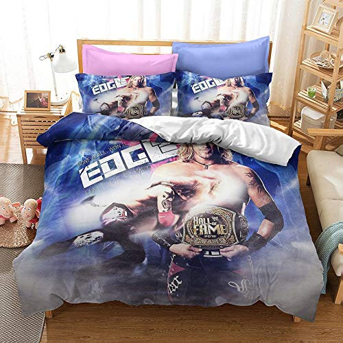 NICHIYOBI World Wrestling Entertainment WWE Bettbezug Bettwäsche Set - Bettbezug und Kissenbezug,Mikrofaser,3D Digital Print dreiteiliger Bettwäsche (5,Double 200x200cm+80 * 80cm)
