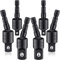 Power Drill Sockets Adapter Set Impact Driver Wobble Socket Adapter 360 Degree Rotatable Hex Shank Impact Driver Socket Adapter Drill Bits Adapter 1/ 4 Inch 3/ 8 Inch 1/ 2 Inch, Black (6)
