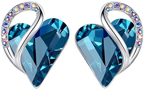 Leafael Infinity Liebe Herz Geburtsstein Ohrringe für Frauen, Kristall-Ohrstecker mit Premium-Kristallen, Allergie-freien Schmuck für Frauen mit Geschenk-Box, Silber-Ton Geburtsstein damenohrringe