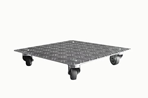Pflanzenroller AluRiffelblech Q200 bis200kg Blumenroller Untersetzer Quadrat Indoor Outdoor (Riffel2,5/4-200-400x400)