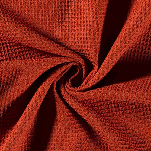 50x150cm Frottierstoff Waffelpiqué Baumwollstoff Oeko - Tex 100 Meterware am Stück Farbwahl, Farbe:ziegelrot
