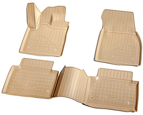 Recambo 3D Gummi Fußmatten kompatibel für Range Rover Evoque | L551 | ab 2019 | Auto Gummimatten | Passgenau | mit Rand | beige