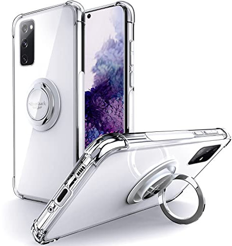 Silverback für Samsung Galaxy S20 Hülle, Handyhülle Samsung S20 mit 360° Ring Halter Schutzhülle TPU Cover Stoßfester Stoßfänger Weiche Dünn für Samsung Galaxy S20 Case - Transparent