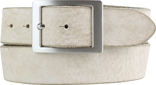 BELTINGER Herren-Gürtel aus weichem Vollrindleder mit Doppel-Schnalle Vintage-Look 4 cm | Jeans-Gürtel für Herren 40mm | Ledergürtel Used-Look | Mist 80cm