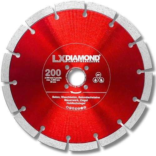 LXDIAMOND Diamant-Trennscheibe 200mm - geeignet für Beton Mauerwerk Universal - 200 mm Diamantscheibe passend für Lamello Tanga Delta S2 Fensterfräse - Montagefräse - in Premium Qualität