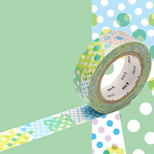 Masking Tape Dekoratives Klebeband mit Punkten - Blau - 1,5 cm x 7 m