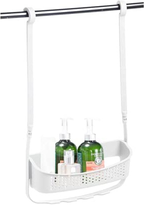 Blue Canyon Hanging Shower Caddy Single Basket, No Drill Bathroom Shelf, Non-Rusting Storage Shelves, Shower Accessory for Bathroom Organisation Shelf, Over Bath Storage Shower Basket Organizer, White