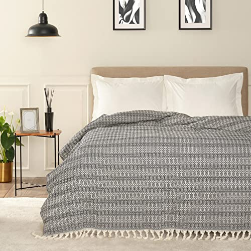 Karaca Home Destina Schwarz Doppel Mehrzweckdecke, 200 cm x 230 cm, Winterdecke, Flexibel, Stilvolle Muster, Komfort, Hält die Wärme, Einzigartiges Design