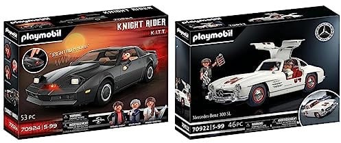 PLAYMOBIL 70924 Knight Rider - K.I.T.T., Mit original Licht und Sound & 70922 Mercedes-Benz 300 SL, Modellauto für Erwachsene und Spielzeugauto für Kinder, 5-99 Jahre