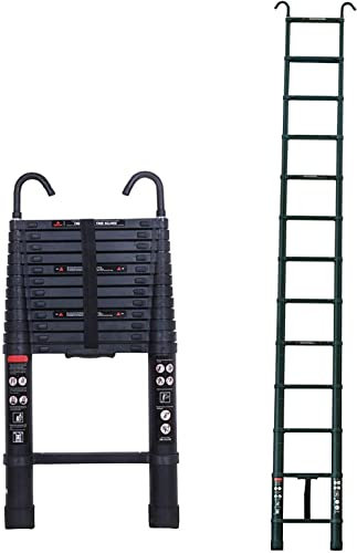 3.8m 12.5FT teleskopisch klappbare ausziehbare Verlängerungsleiter Mehrzweckleiter EN131-Zertifikat Max. Belastung 150kg/330lb mit abnehmbarem Dachhaken